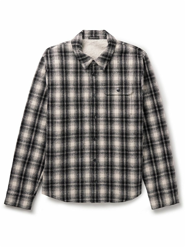 Photo: James Perse - Fleece-Lined Checked Cotton-Flannel Overshirt - Gray