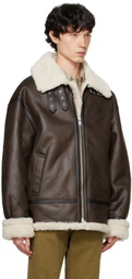 Dunst Brown Loose-Fit Line Faux-Shearling Jacket