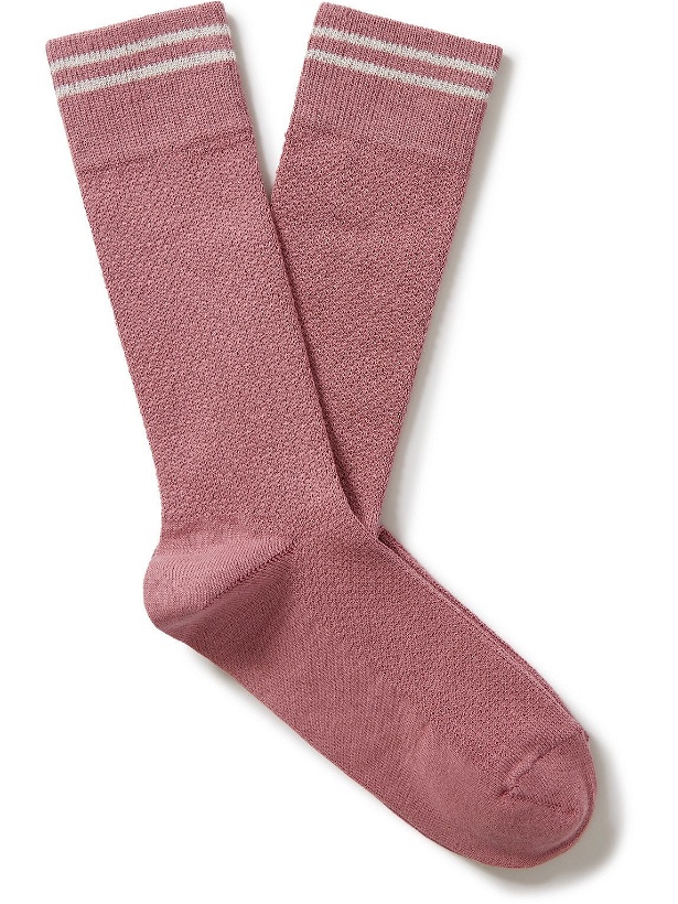 Photo: Mr P. - Striped Cotton-Blend Piqué Socks