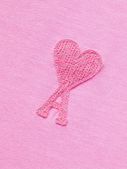 AMI PARIS - Logo-Embroidered Cotton-Jersey T-Shirt - Pink