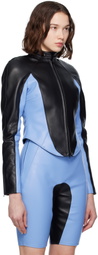 ABRA Black & Blue Wet Leather Jacket