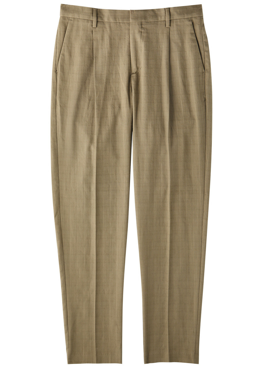 Sunspel Tapered-leg Cotton Trousers Sage
