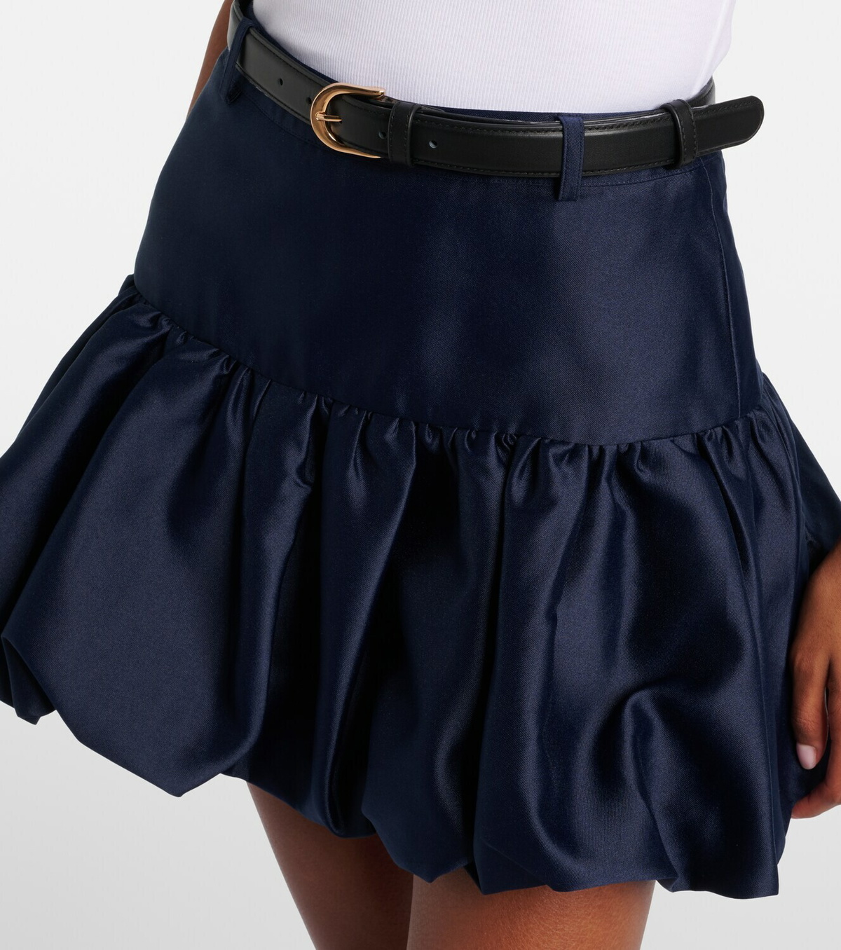 Self-Portrait Belted taffeta miniskirt