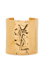 Saint Laurent Logo Hammered Cuff Gold
