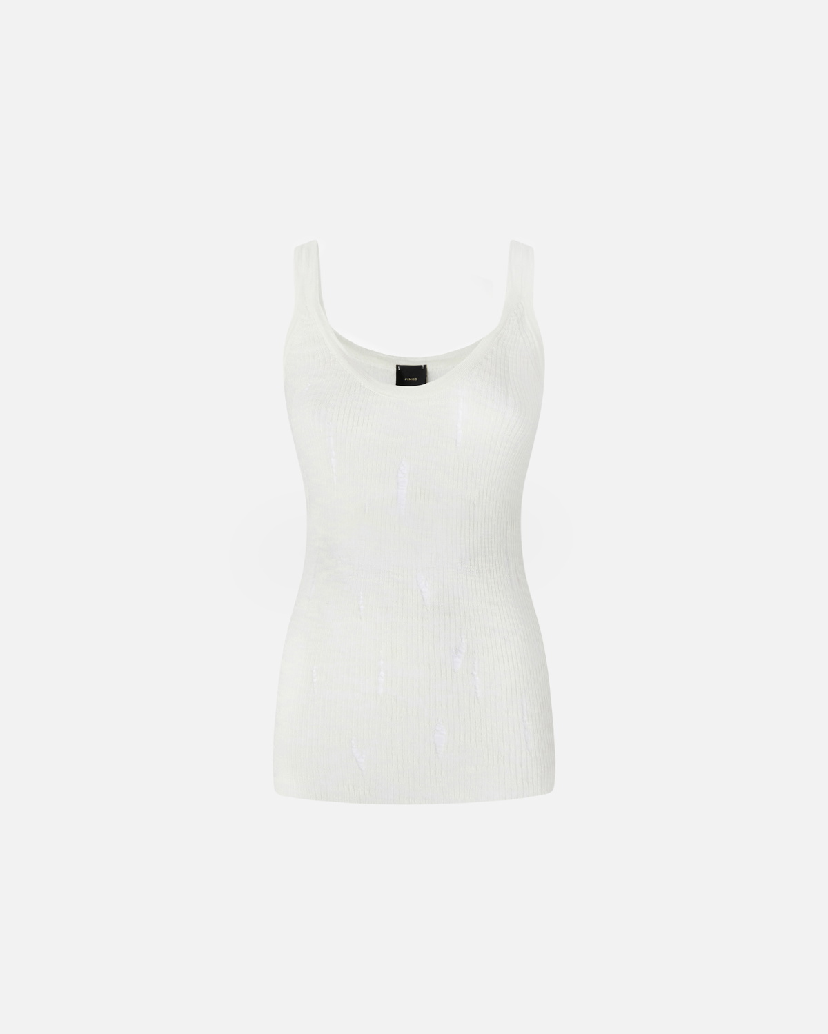 Pinko Lightweight Ribbed Vest Top With Rips Snow White