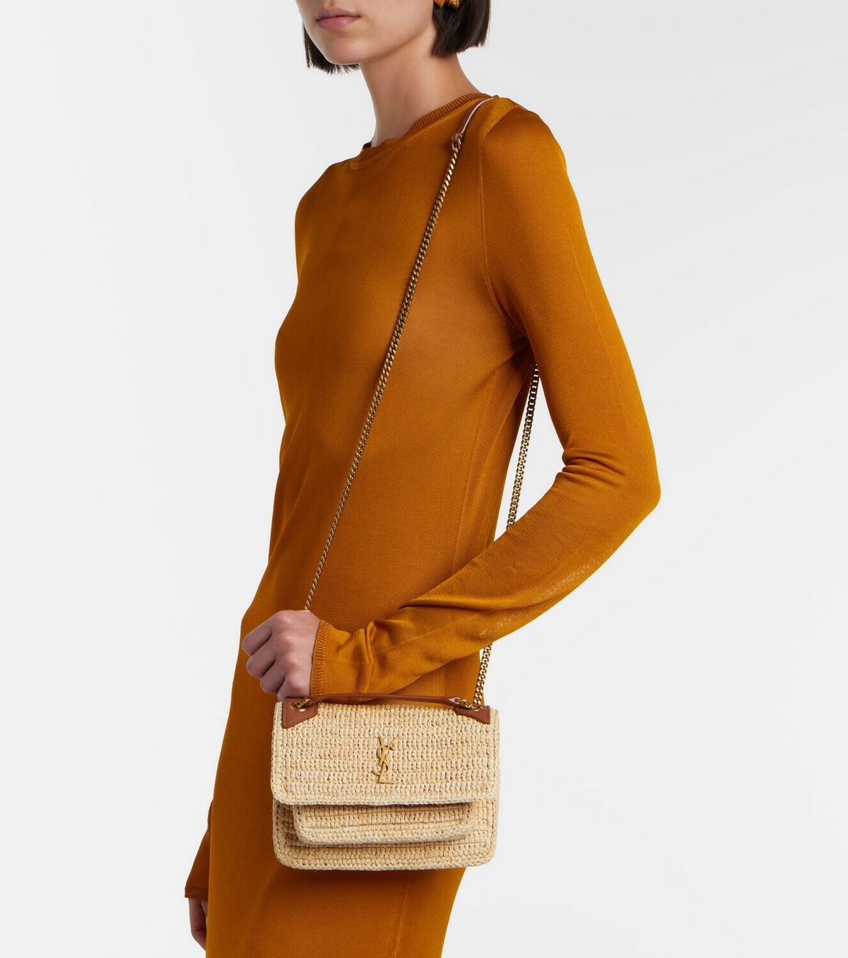Saint Laurent Niki Mini raffia shoulder bag