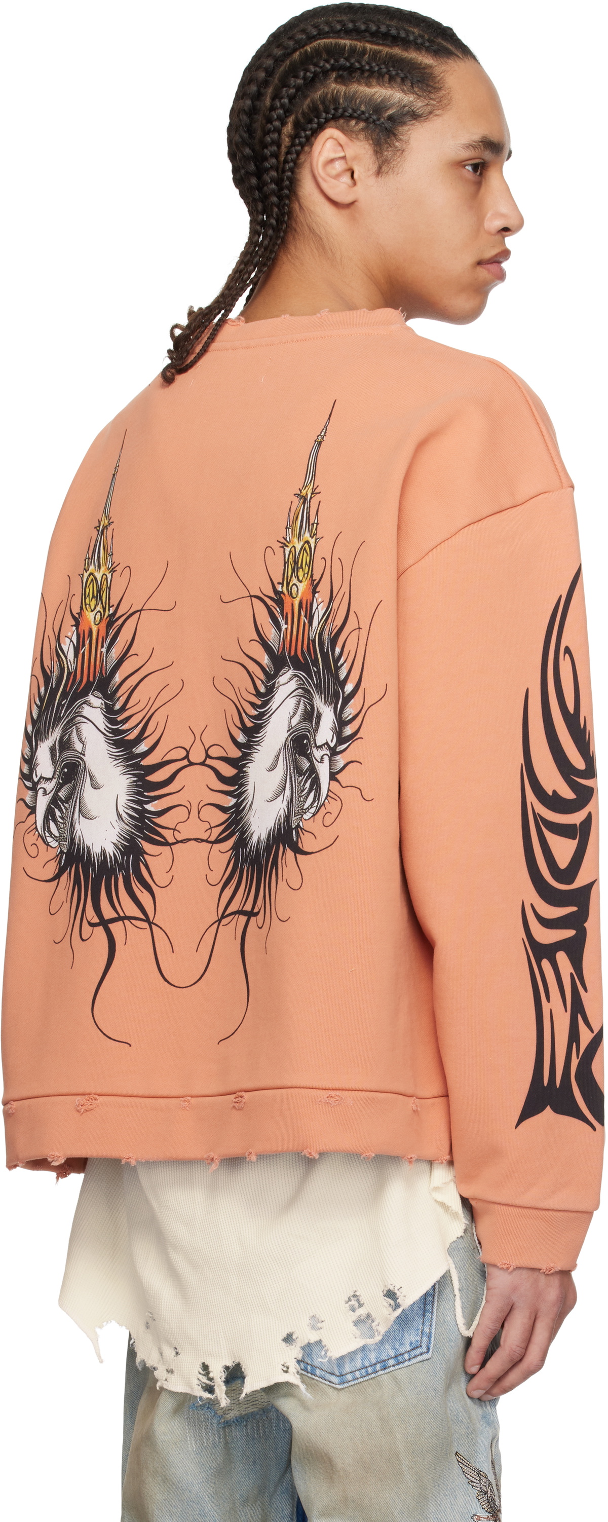 Who Decides War Orange Nefarious Winged Crewneck Sweater