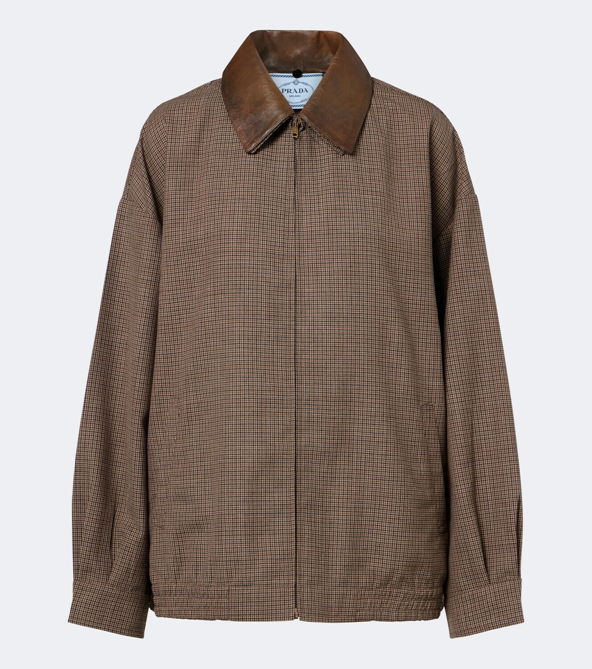 Prada Houndstooth virgin wool blouson jacket