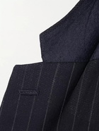 Kingsman - Navy Slim-Fit Single-Breasted Pinstriped Cotton Suit - Blue