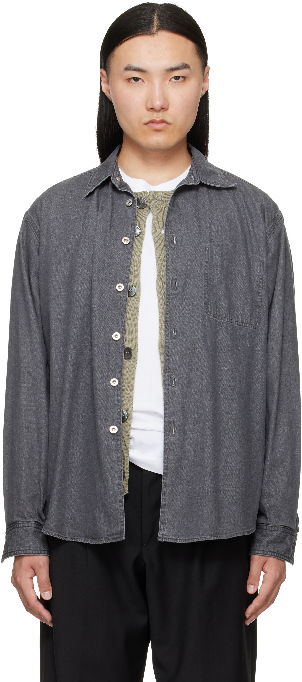 YOKE Gray Vintage Washed Denim Overshirt