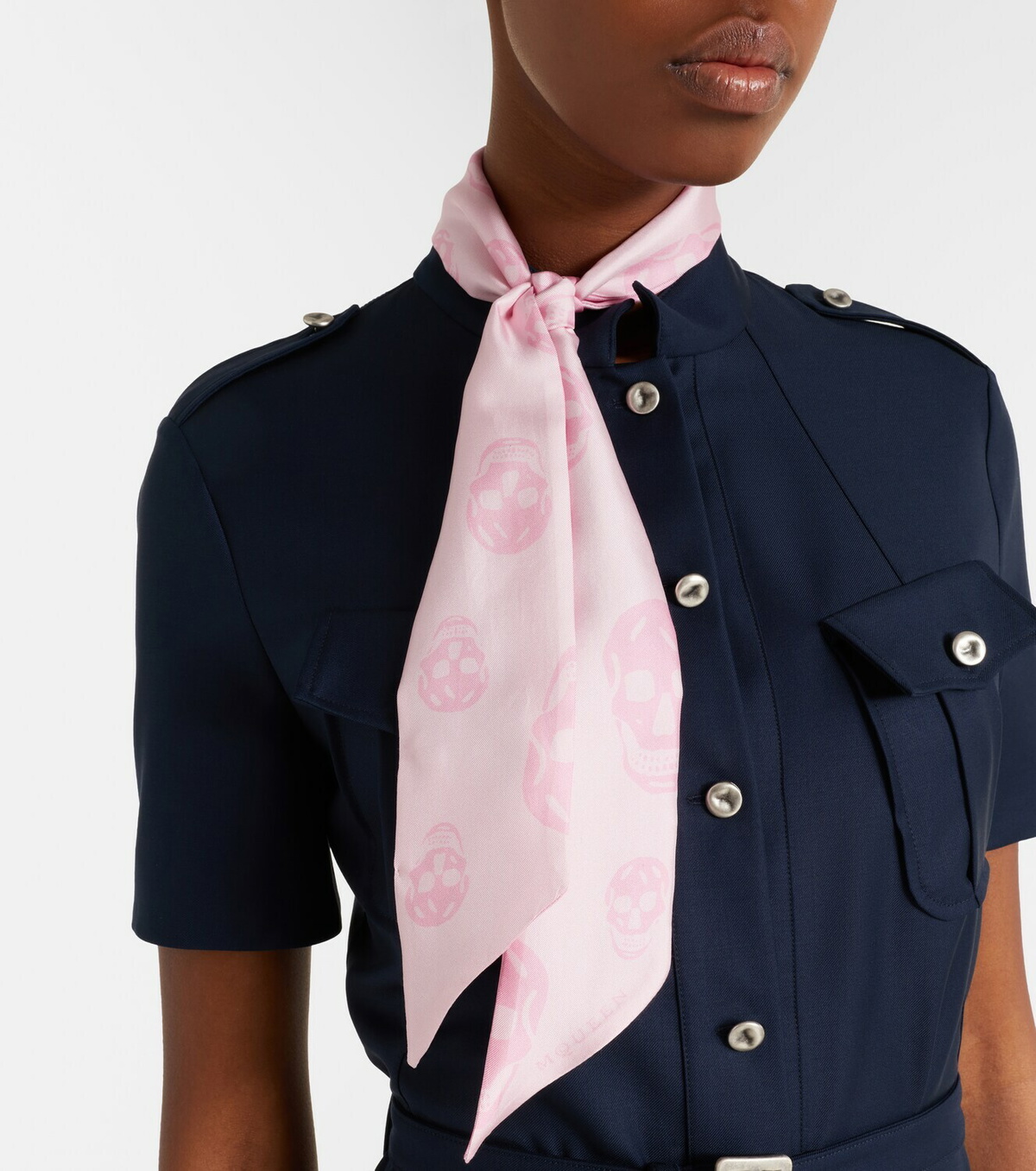 McQueen Skull silk twill scarf