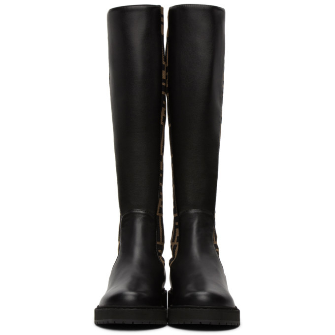 Fendi Brown and Black Forever Fendi Rockoko Tall Boots Fendi