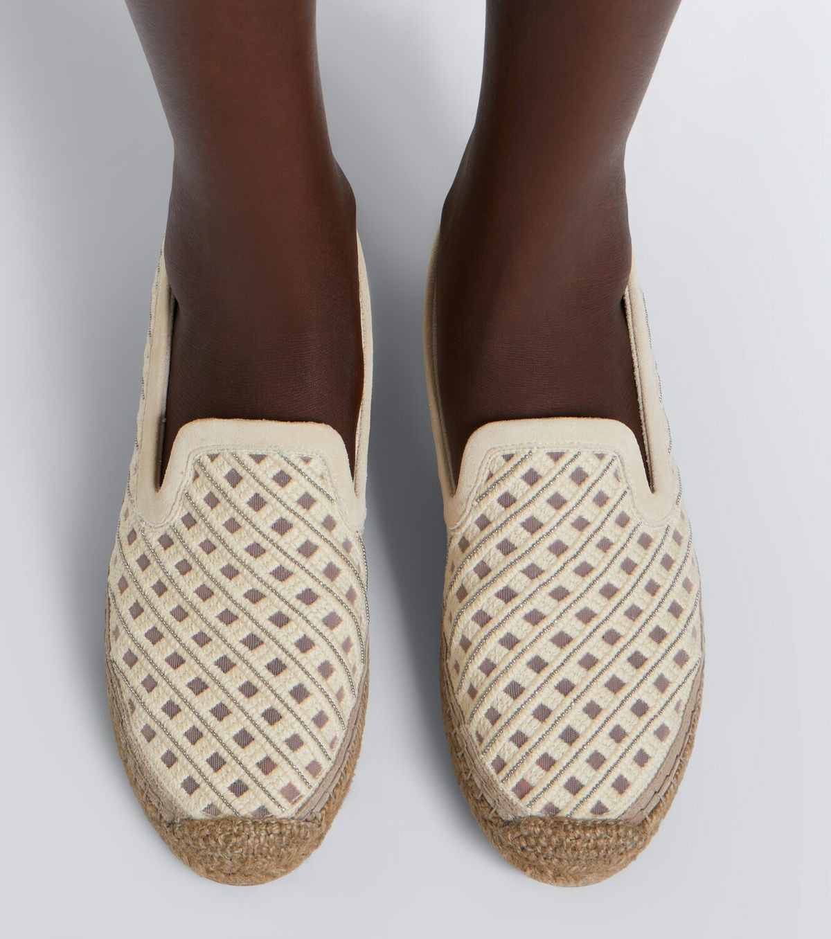 Brunello Cucinelli Monili suede-trimmed canvas espadrilles
