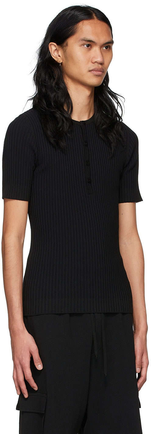 ANDREĀDAMO SSENSE Exclusive Black Viscose Henley