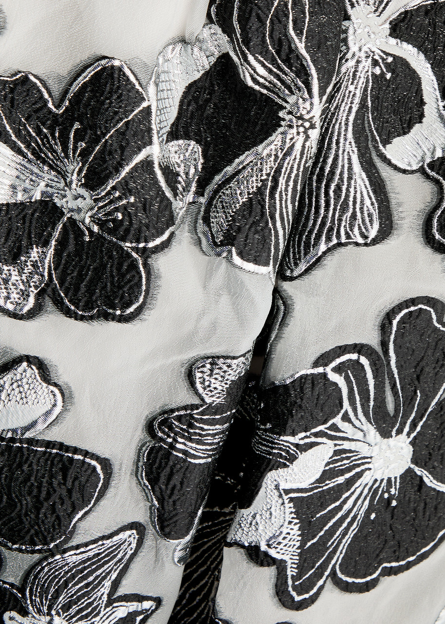 Stine Goya Floral-jacquard Organza Midi Skirt Black And White