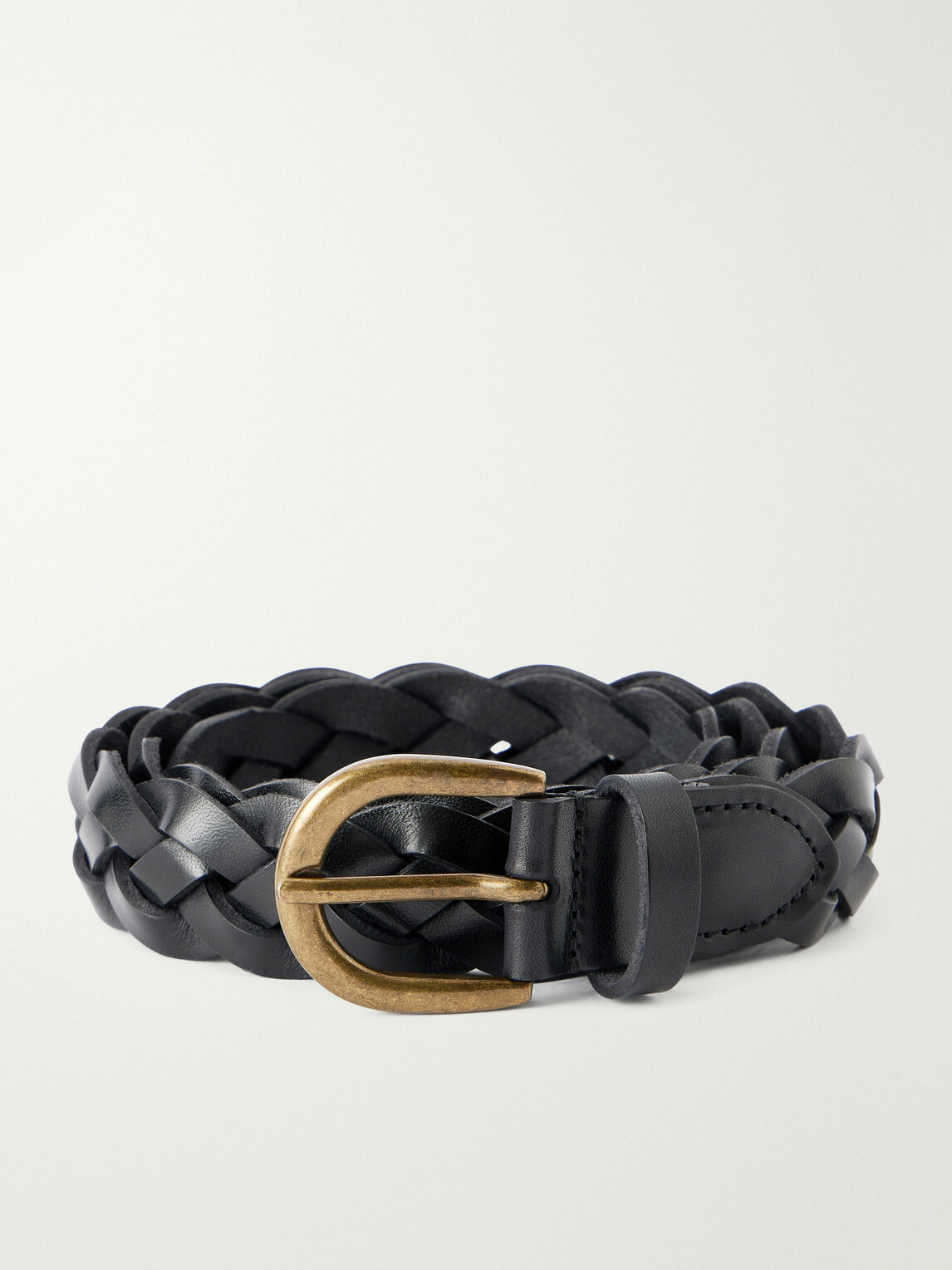 MORJAS - 3cm Braided Leather Belt - Black
