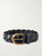 MORJAS - 3cm Braided Leather Belt - Black