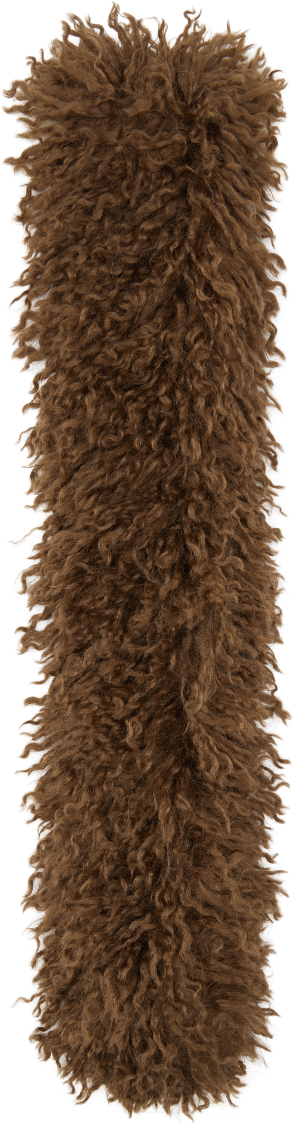 Anna Sui Brown Faux Curly Lamb Fur Long Scarf