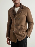 Eleventy - Double-Breasted Shearling Overcoat - Brown