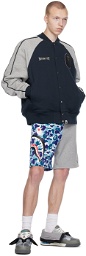 BAPE Gray & Blue ABC Camo Side Shark Shorts