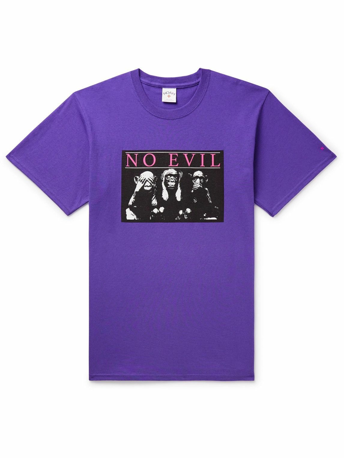 Photo: Noah - No Evil Printed Cotton-Jersey T-Shirt - Purple