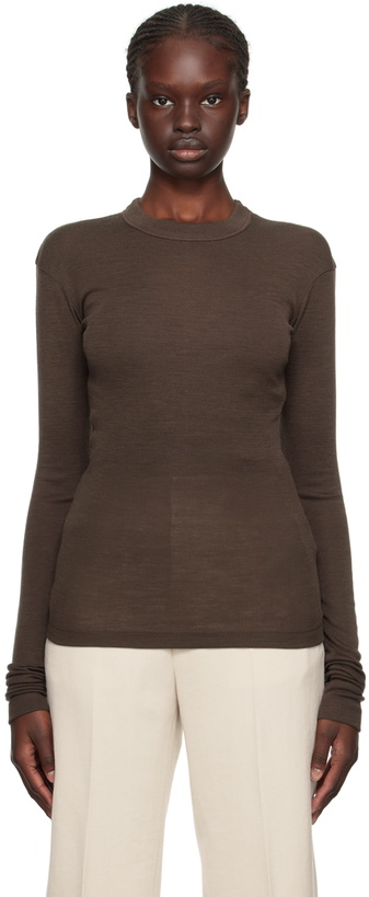 Photo: BITE Brown Crewneck Long Sleeve T-Shirt
