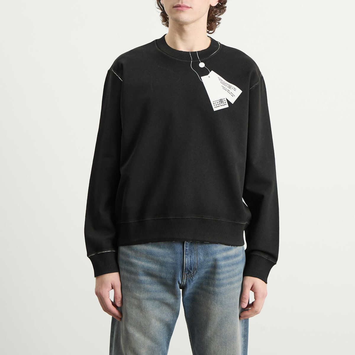 MM6 Maison Margiela Men's Printed Tag Sweatshirt in Off White