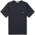 Maison Kitsuné Men's Navy Fox Patch Classic T-Shirt in Black