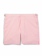 Orlebar Brown - Bulldog Straight-Leg Mid-Length Striped Seersucker Swim Shorts - Pink