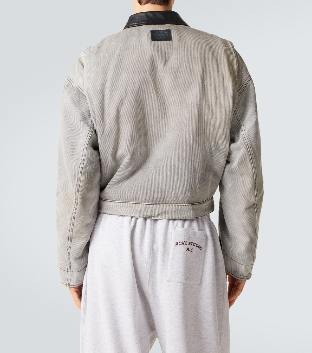 Acne Studios Leather-trimmed denim jacket