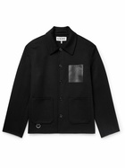 LOEWE - Leather-Trimmed Wool and Cashmere-Blend Overshirt - Black