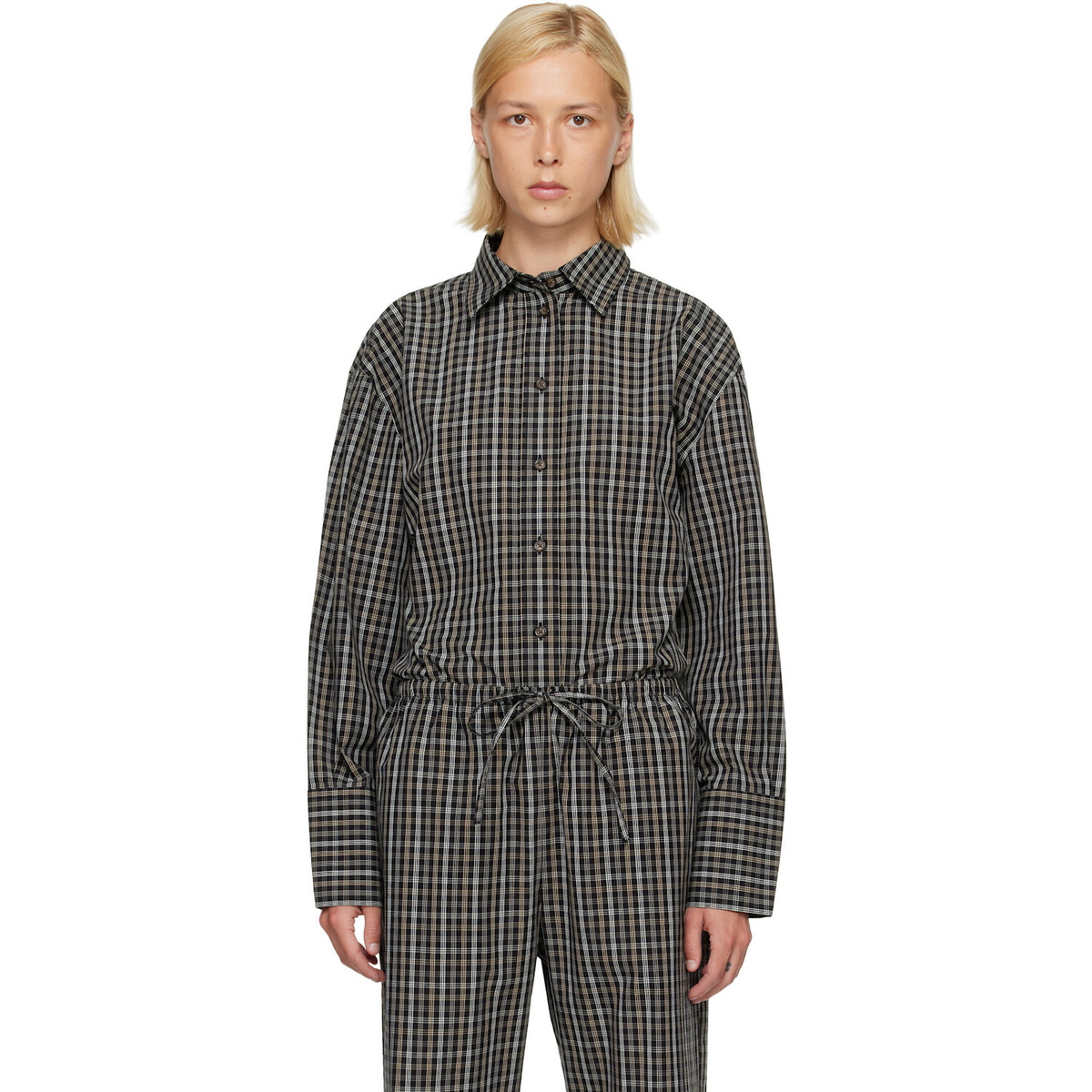 Róhe Black Checked Shaped Shirt