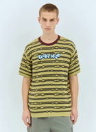 Brain Dead Embroidered Puckered Striped T-Shirt