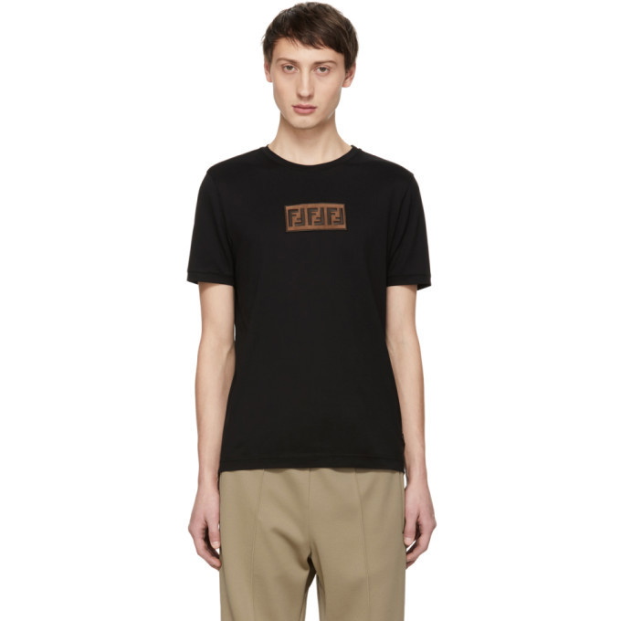 Photo: Fendi Black Suede Forever Fendi Patch T-Shirt