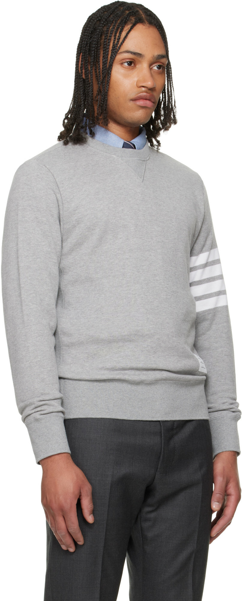 Thom Browne Gray Classic Loopback 4-Bar Sweatshirt