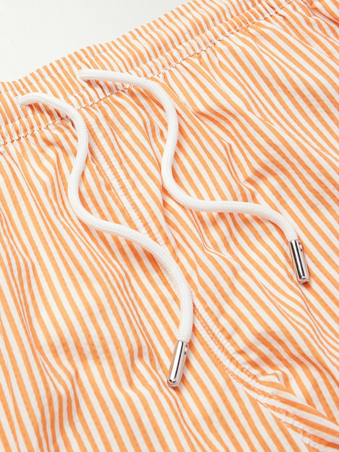 Thom Sweeney - Straight-Leg Mid-Length Striped Swim Shorts - Orange