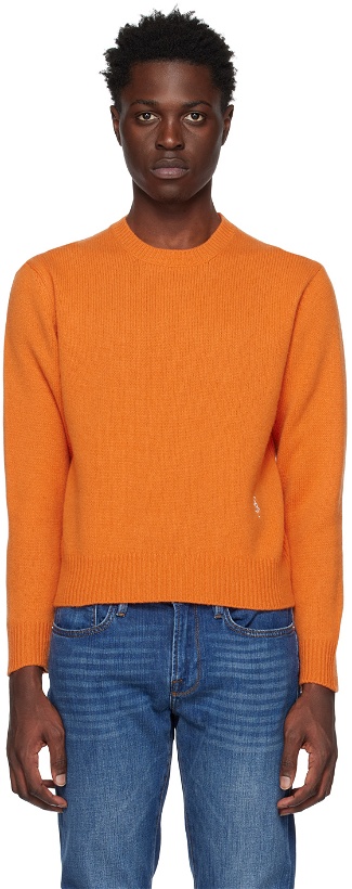 Photo: Sporty & Rich Orange Embroidered Sweater
