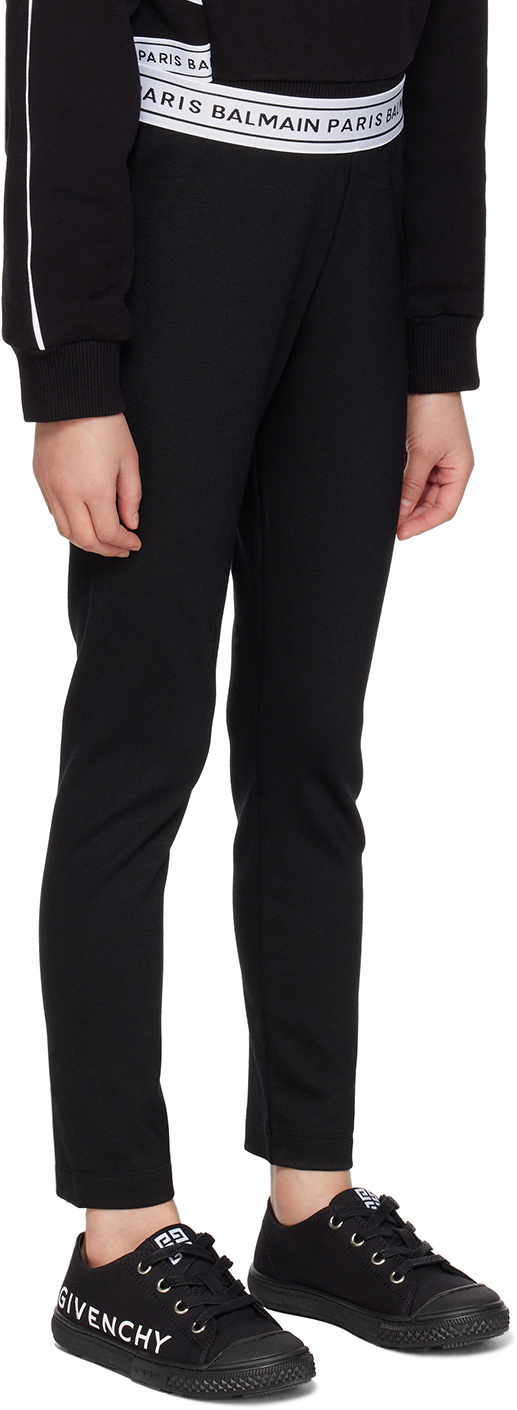 Balmain Kids Black Printed Leggings