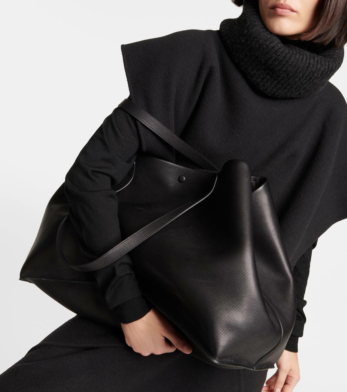 The Row Idaho XL leather-trimmed twill tote bag The Row