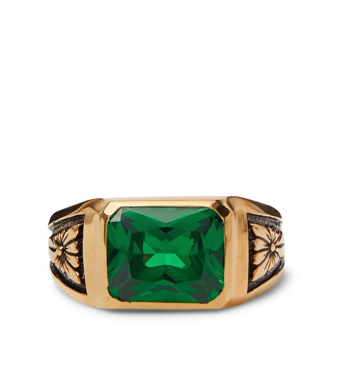 Photo: MAPLE - Midnight Gold-Plated Emerald Signet Ring - Gold