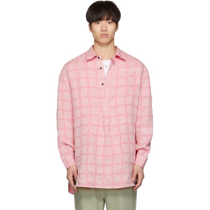 Photo: JW Anderson Pink Linen Grid Tunic Shirt