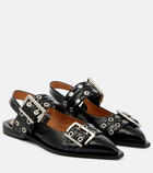 Ganni - Leather slingback flats