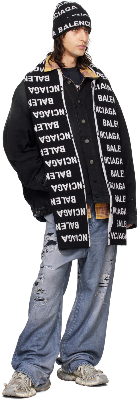 Balenciaga Black & White All Over Scarf