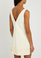 Self-portrait Crystal and Faux-pearl Embellished Crepe Mini Dress Cream
