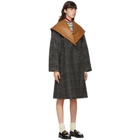 JW Anderson Black and White Shawl Collar Wadded Coat