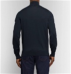 Brunello Cucinelli - Slim-Fit Contrast-Tipped Cotton Zip-Up Cardigan - Men - Navy