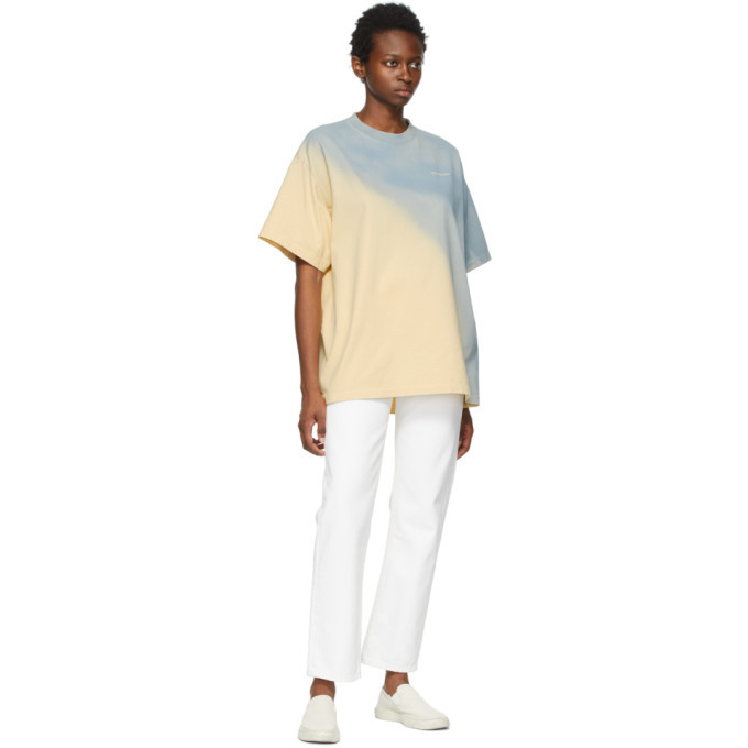 Acne Studios Yellow and Blue Sprayed T Shirt Acne Studios