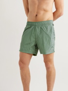 Onia - Straight-Leg Mid-Length Crinkled Swim Shorts - Green