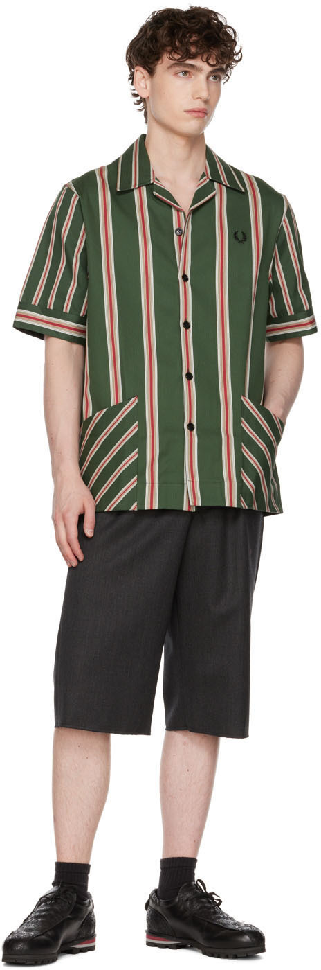 Nicholas Daley Green Fred Perry Edition Vertical Stripe Shirt