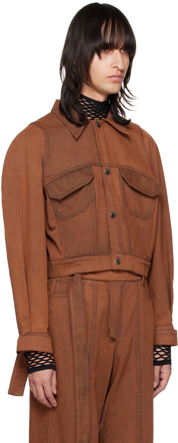 Parnell Mooney SSENSE Exclusive Red Overdyed Denim Jacket